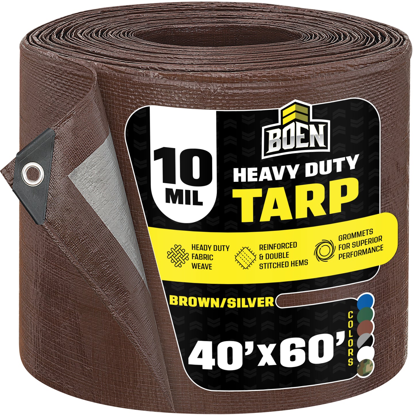 Heavy Duty Brown/Silver Tarps, 10 Mil
