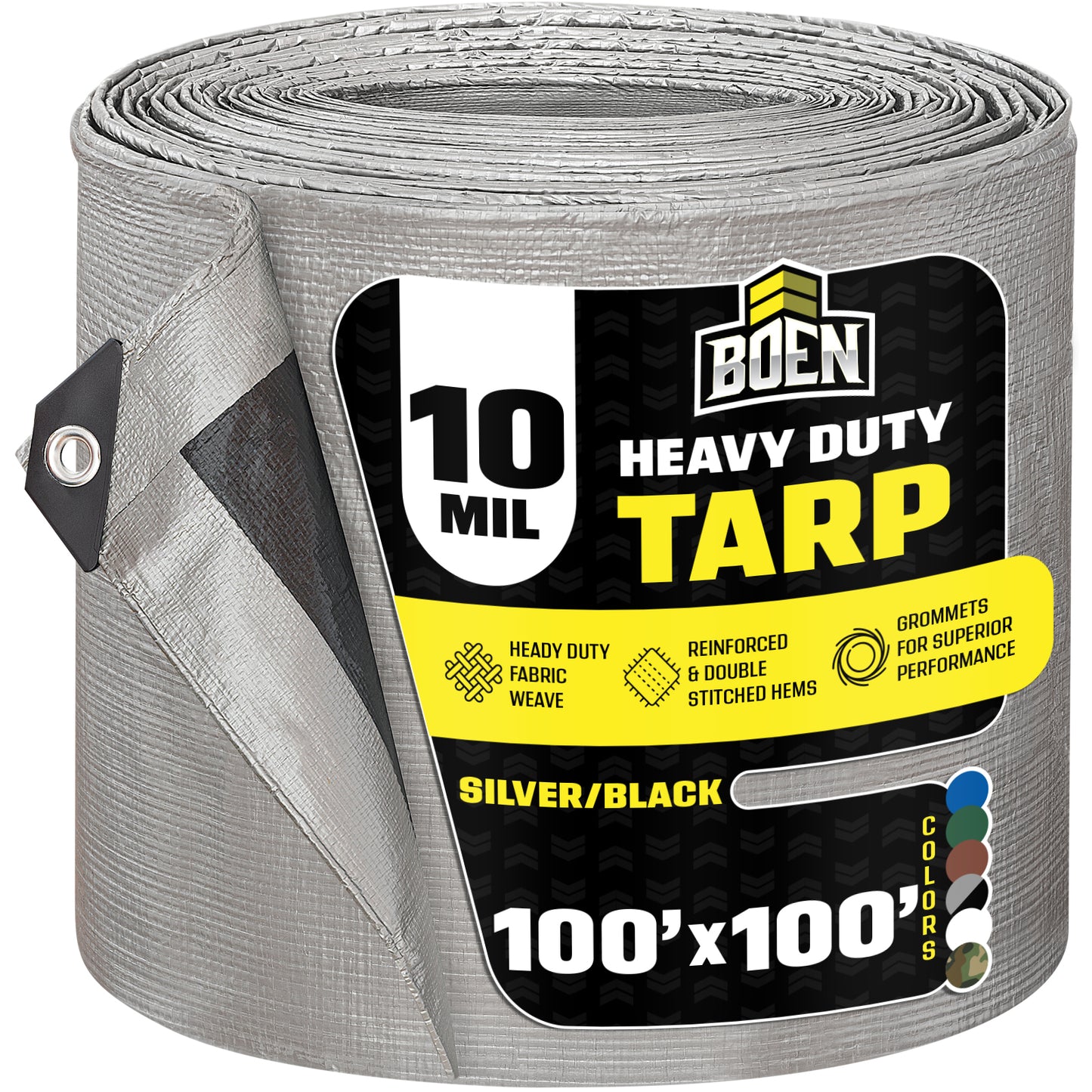 Heavy Duty Silver/Black Tarps, 10 Mil