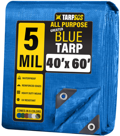 All Purpose Greater Blue Tarps, 5 Mil