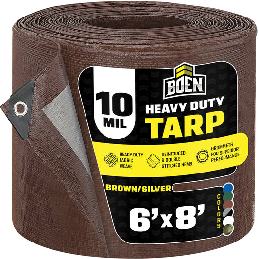 Heavy Duty Brown/Silver Tarps, 10 Mil