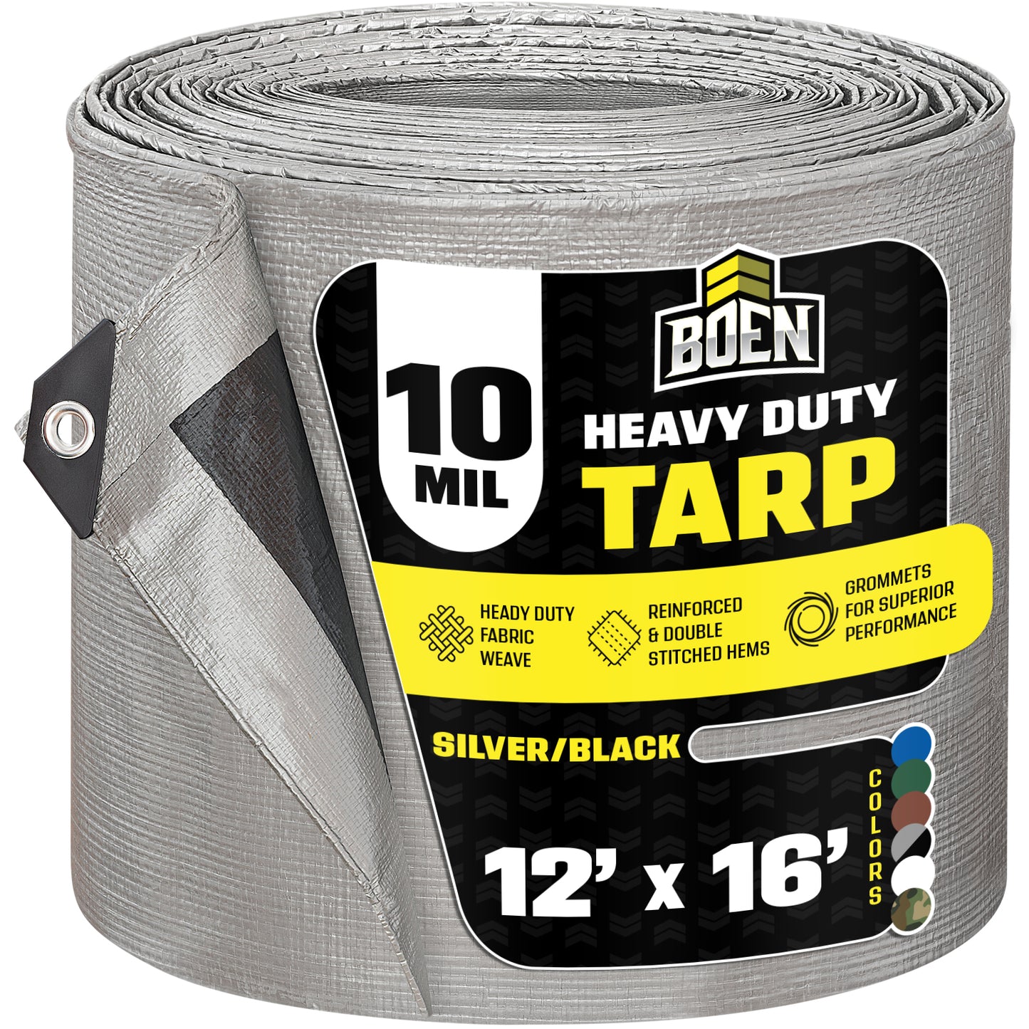 Heavy Duty Silver/Black Tarps, 10 Mil