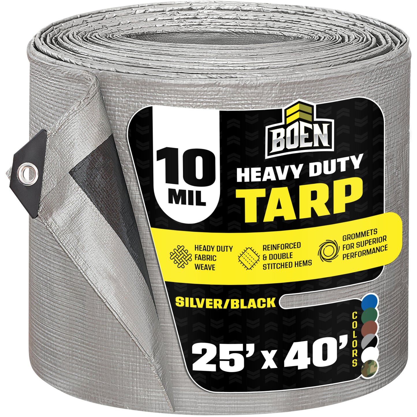 Heavy Duty Silver/Black Tarps, 10 Mil