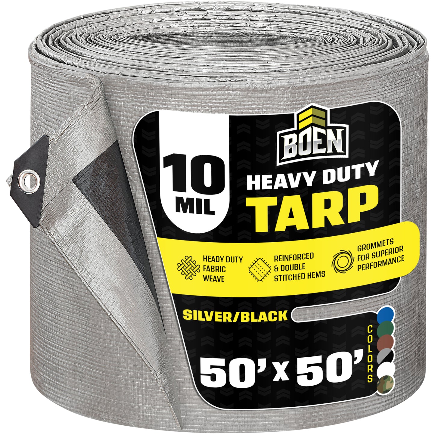 Heavy Duty Silver/Black Tarps, 10 Mil