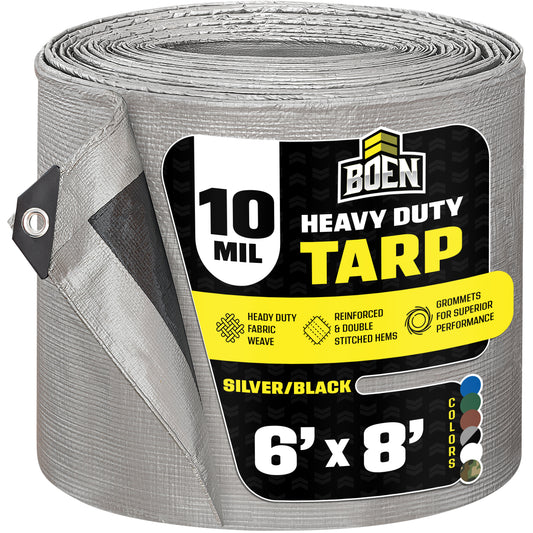 Heavy Duty Silver/Black Tarps, 10 Mil