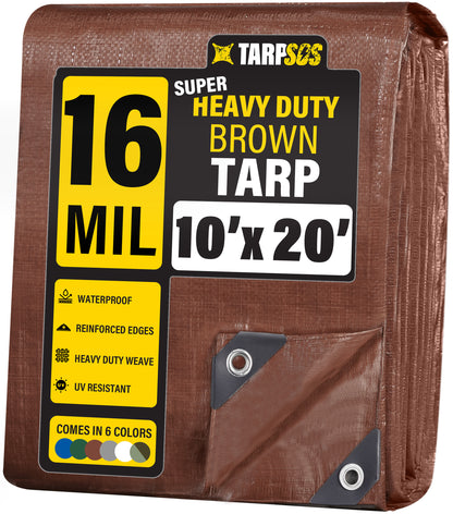 Super Heavy Duty Brown Tarps, 16 Mil