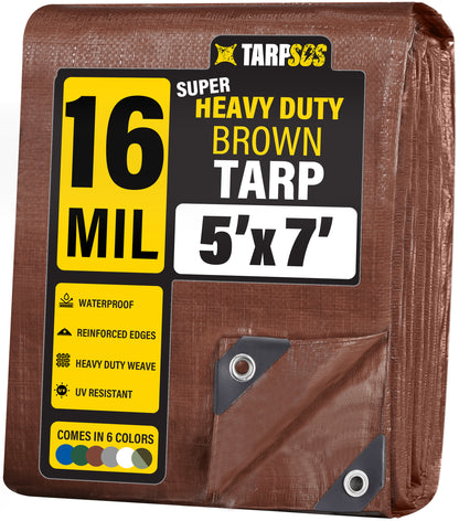 Super Heavy Duty Brown Tarps, 16 Mil