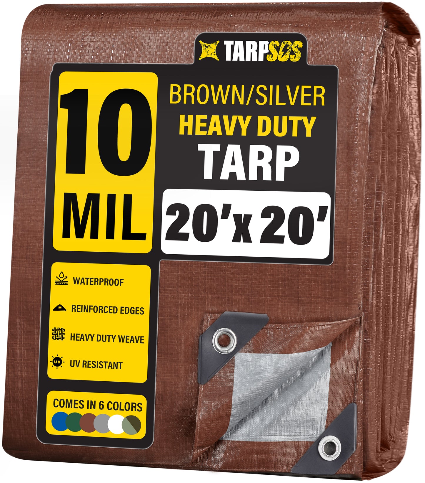 Heavy Duty Brown/Silver Tarps, 10 Mil