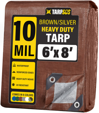 Heavy Duty Brown/Silver Tarps, 10 Mil