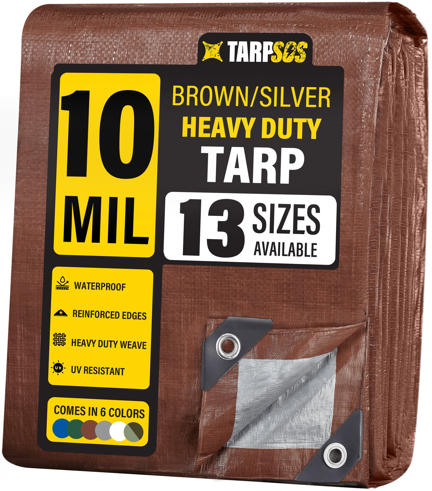 Heavy Duty Brown/Silver Tarps, 10 Mil