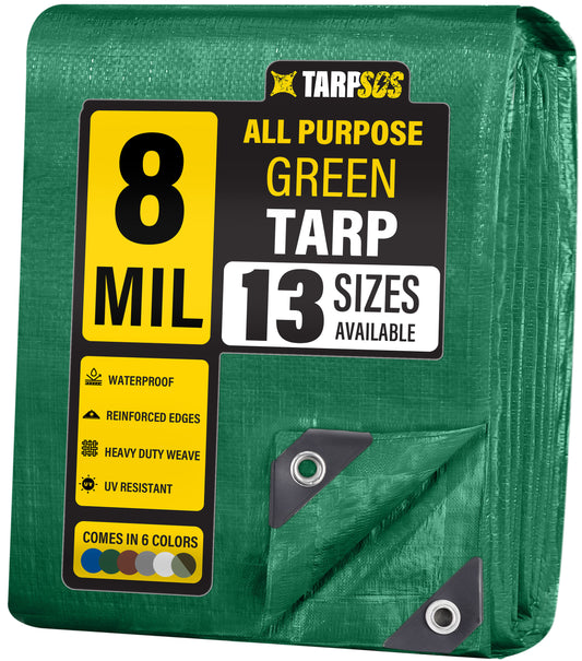 All Purpose Green Tarps, 8 Mil