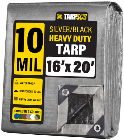 Heavy Duty Silver/Black Tarps, 10 Mil