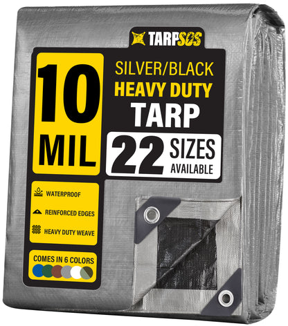 Heavy Duty Silver/Black Tarps, 10 Mil