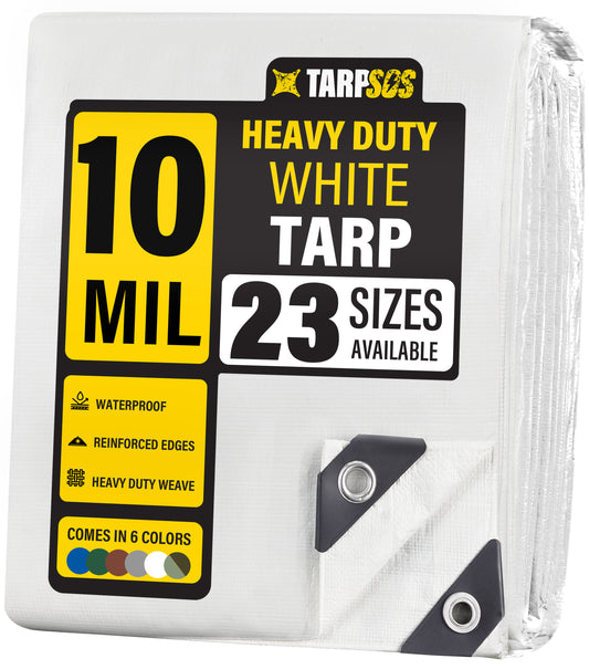 Heavy Duty White Tarps, 10 Mil